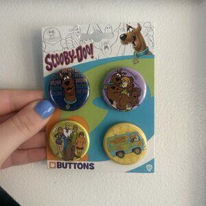 Scooby Dooby Doo Pin Buttons Set of 4 Shaggy Velma Fred Daphne Badges